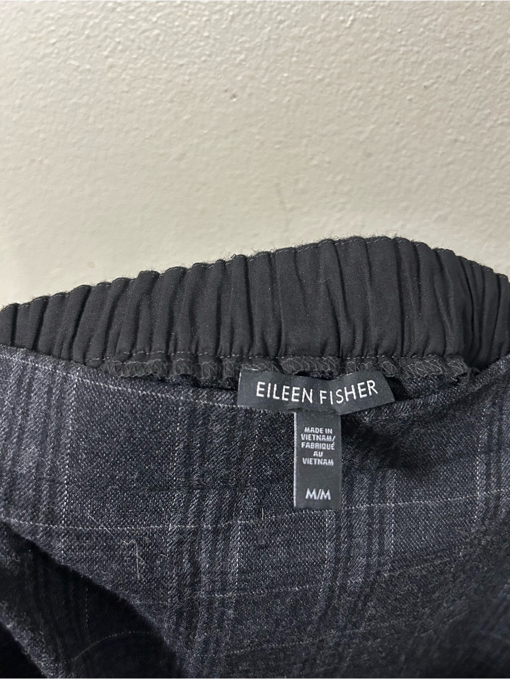 Eileen Fisher Womens Charcoal Grey Windowpane Plaid Ankle Pants Tapered Size M - Picture 6 of 11